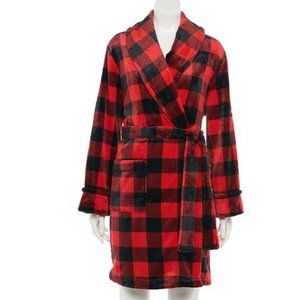 Women's Buffalo Plaid Plush Robe‎